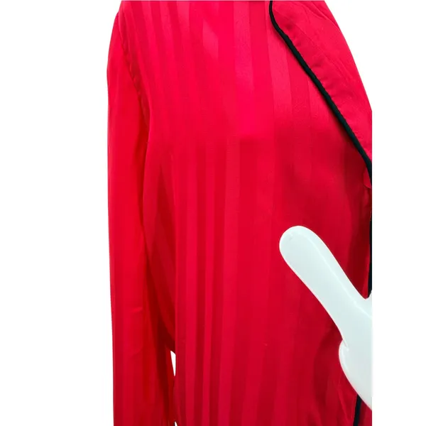 House of Harlow 1960 Red Satin Shadow Stripe Pajama Set Large Button Down Pants - Image 6