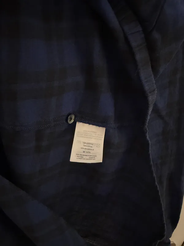 Madewell Navy Blue Arion Plaid Wrap Front Shirt XS - Image 8
