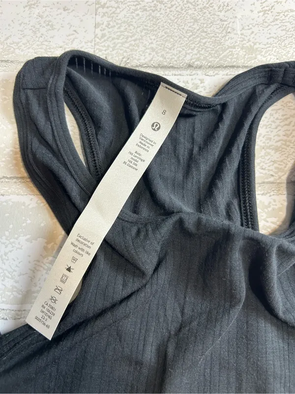 lululemon athletica Double Strapped Yoga Tank - Ribbed Black Size 8 - Image 5