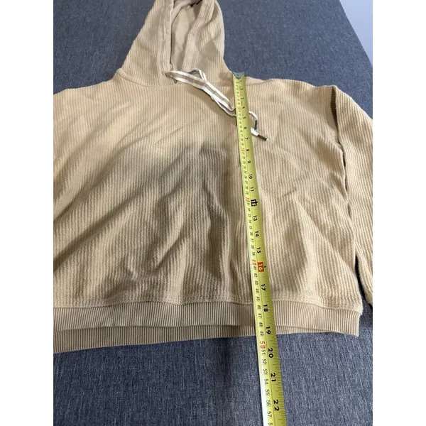 Aerie Tan Oversized Cropped Tan Ribbed Hoodie Womens Sz S - Image 3