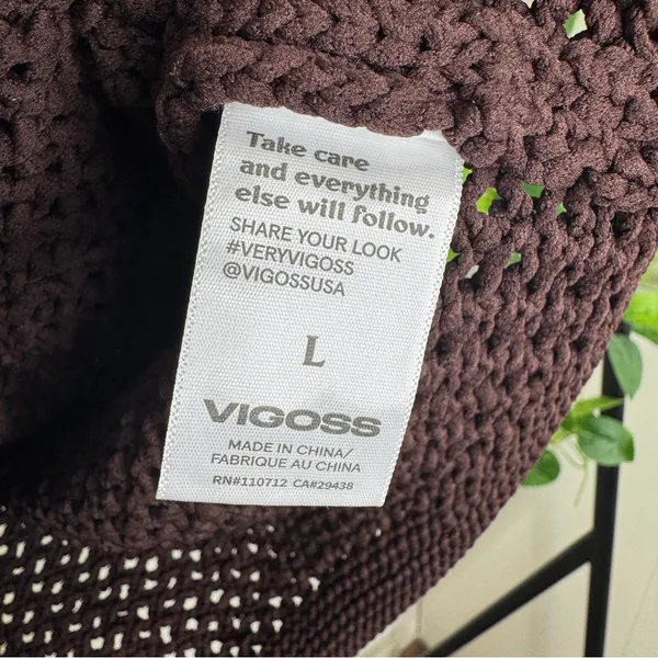 NWT Vigoss Trendy Chocolate Coffee Brown Chunky Knit Sweater Vest L Large NEW - Image 10