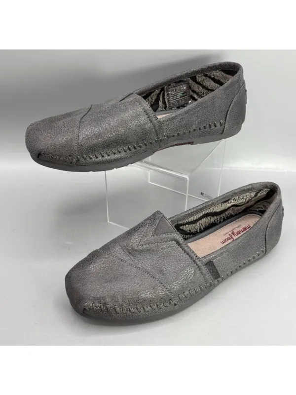 Skechers Bobs Rain Dance Flats Shoes Women 7 Gray Faux Leather Walking Slip On - Image 2
