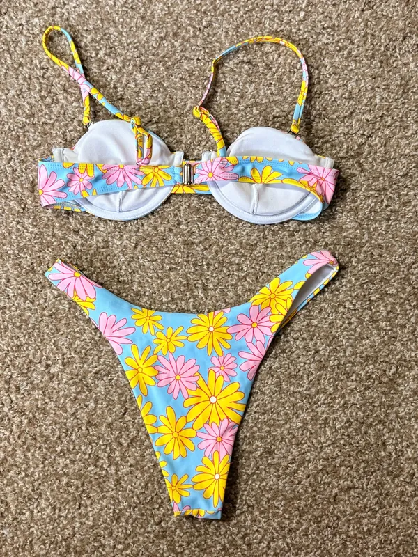 Flower Bikini Set Blue - Image 2
