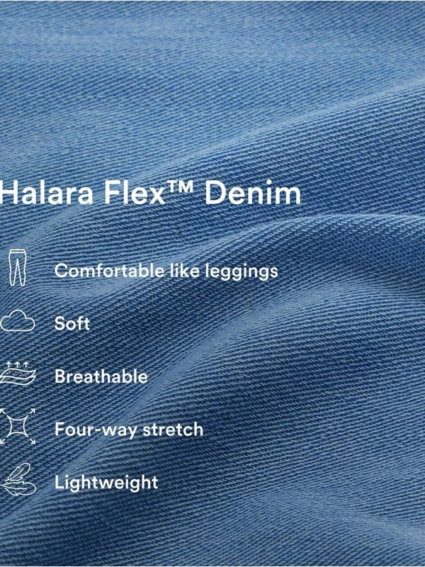 Halara Flex Wide Leg Jeans L Blue Pull On High Waisted Stretch Denim - Image 4