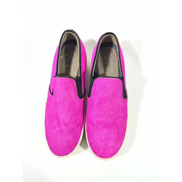 Skechers Rise Fit‎ Pony Hair Platform Sneakers Slip On Women 7 Hot Pink Fluffy - Image 5