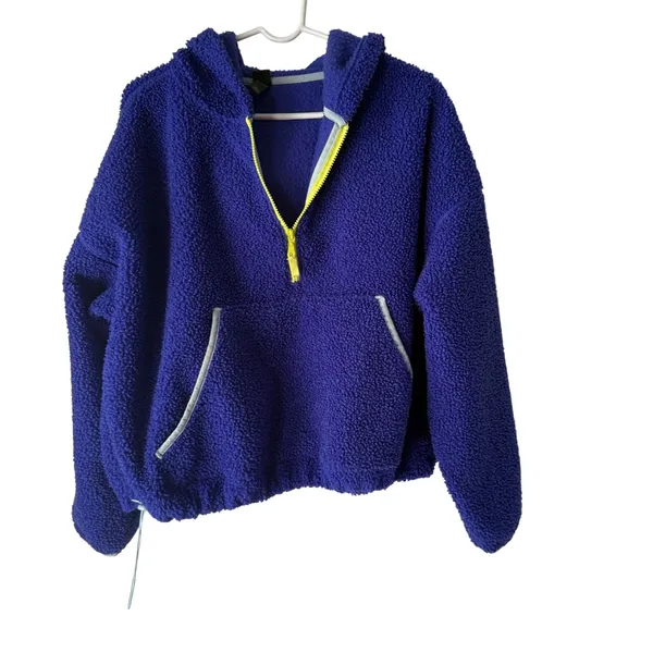Wild Fable Womens Purple Fleece Sherpa Quarter Zip Hoodie‎ Top XXL Plus - Image 2