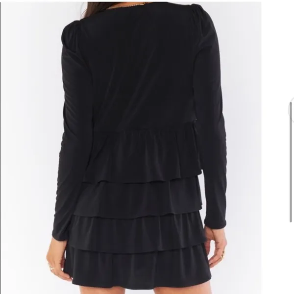 Show me your mumu long sleeve tiered mini dress black size S - Image 3