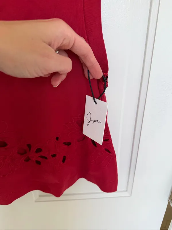 NWT Japna Red‎ Floral Eyelet Embroidered Sleeveless Cotton Top S - Image 4
