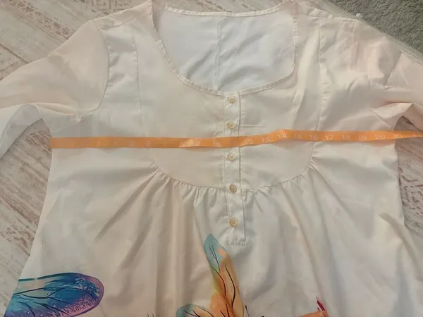 Women’s Cream Floral nightgown with Colorful Botanical Print 3/4 sleeves - Image 10