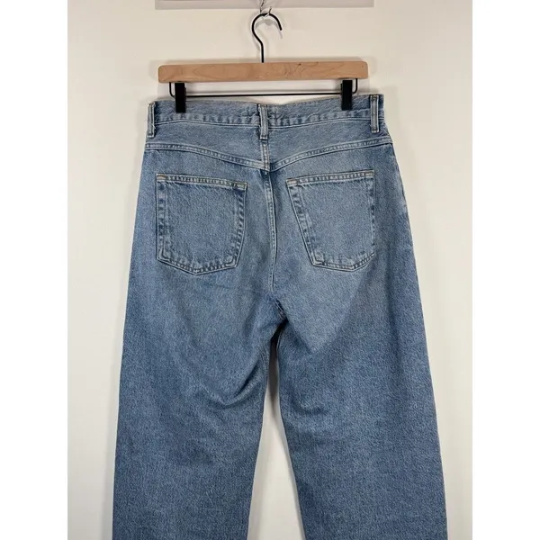AGOLDE Womens Jeans Blue High Rise Baggy Tapered Denim Button Fly Medium Wash 28 - Image 9