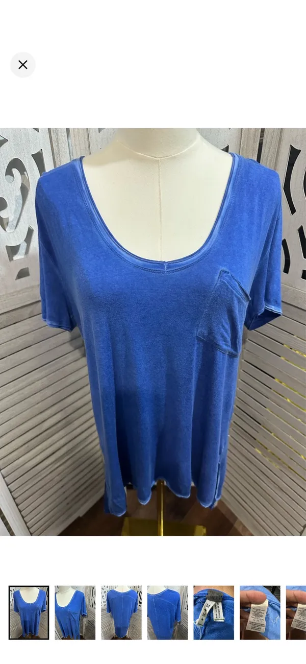 Size M Free People scoop neck mineral wash pocket tee - Image 2