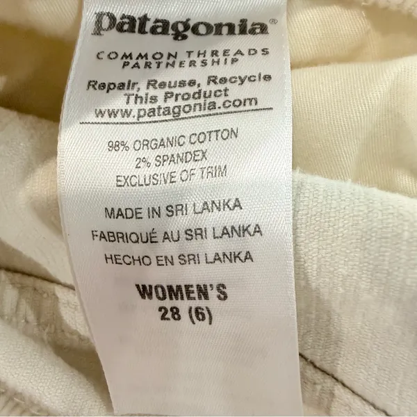 Patagonia Fitted Cropped Corduroy Pants Raw Hem Women’s 28 Bleached Stone Cotton - Image 8