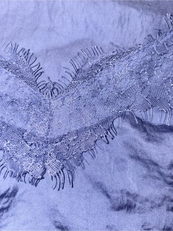 Nine West Blue Lace Trim Spaghetti Strap Tank Top Satin Style Medium - Image 5