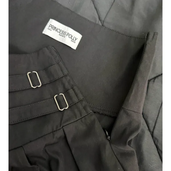 Princess Polly Cartwright Mini‎ Skirt Black Pleated Buckle Y2K Preppy XS US 4 - Image 7