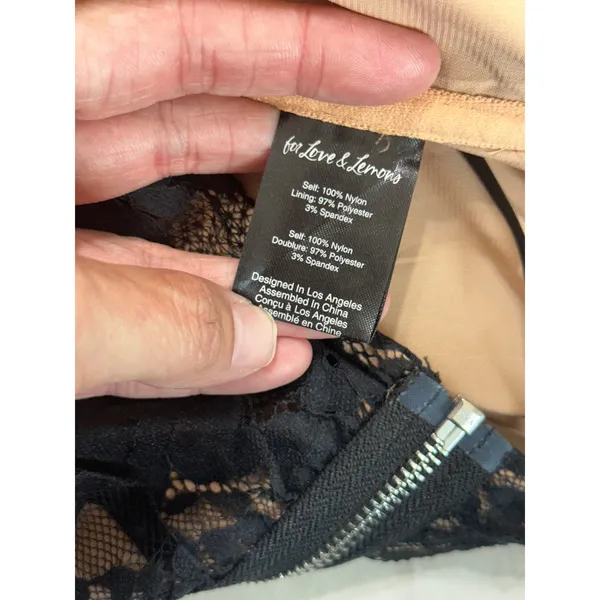 For Love & Lemons Rosalie Crop Top Black Floral Lace Puff Sleeve Bustier M NWOT - Image 9