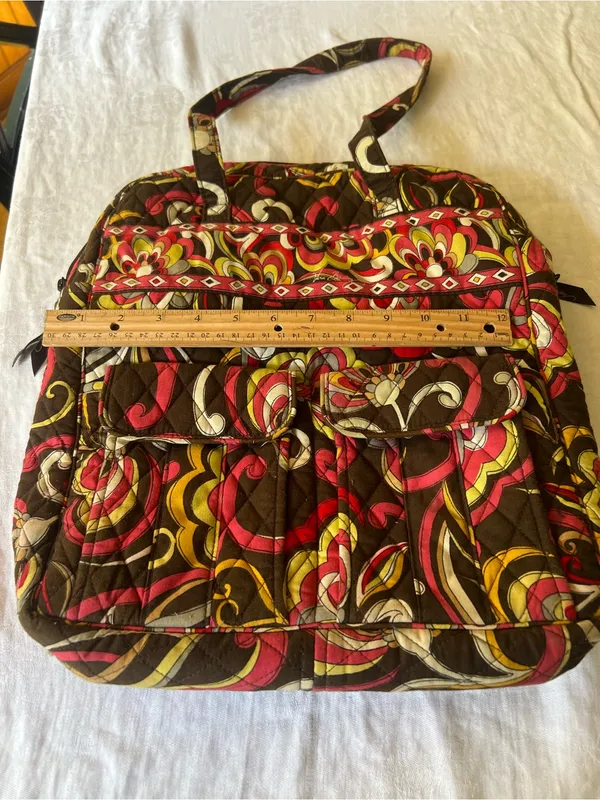 Vera Bradley Brown, Pink & Yellow Quilted Floral Tote - Image 9