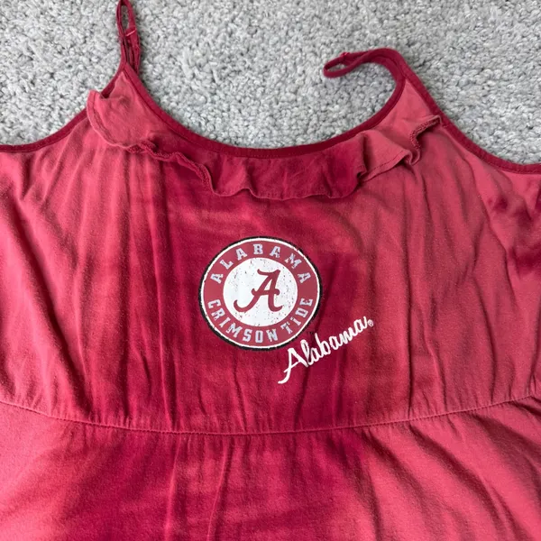 Alabama Crimson Tide Womens Tie Dye Sundress Red Ruffle Neck Game Day Mini Dress - Image 2