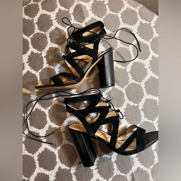 Sam Edelman Black Strappy Heeled Sandals party wedding prom event summer elegant - Image 9