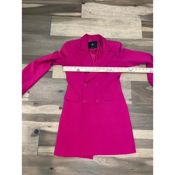 7 For All Mankind XS Fuchsia Double Breasted Tuxedo Blazer Fully Lined - Image 7
