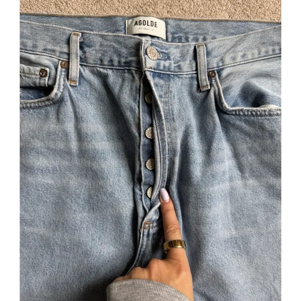 AGOLDE Size 31 Lightwash Button Fly Straight Leg Jeans - Image 3