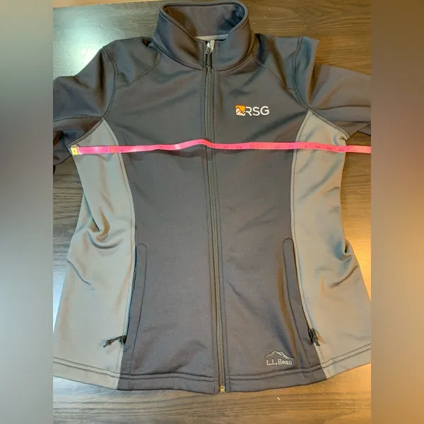 LL Bean Jacket Women’s XL Full‎ Zip Fleece Lined Soft-shell Black Athletic Logo - Image 7