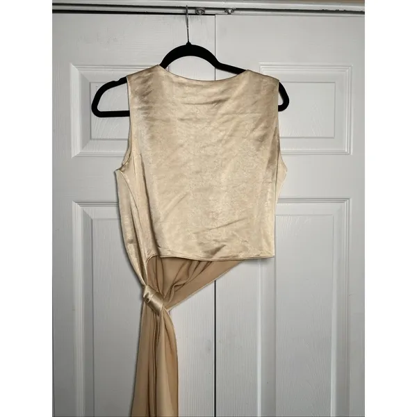 Mare Mare Asymmetric Knot Blouse Womens Size XS Gold Satin Tank Anthropologie - Image 4