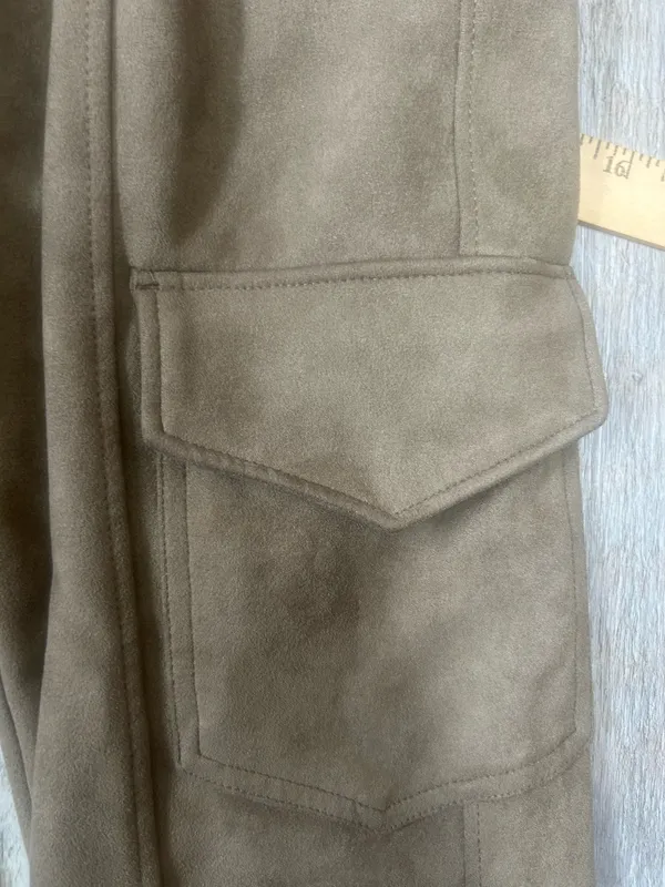 Women’s Hunter And Brown Faux Suede Brown Cargo Pants With Snakeskin Cuff Size S - Image 7