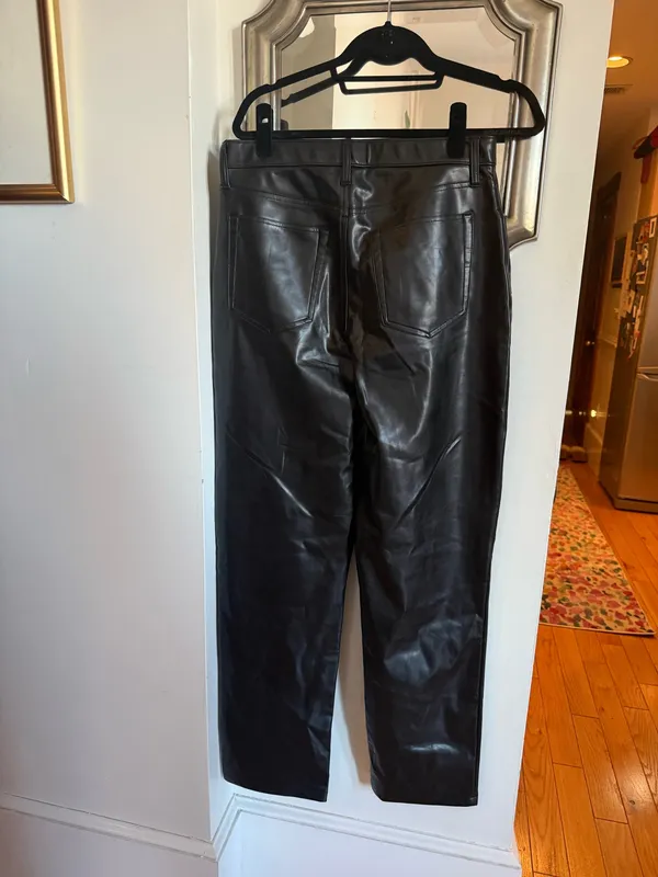 Abercrombie Curve Love 90s Straight Ultra High Rise Leather Pants - Image 3