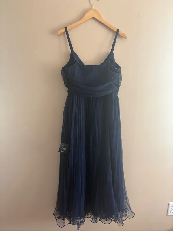 Lulus Exemplary Aura Navy Tulle Surplice Midi Dress Size Large Sleeveless Formal - Image 5