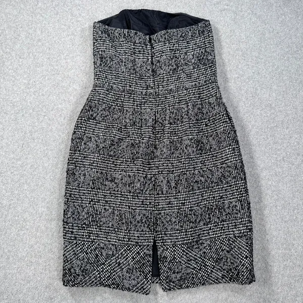 Express Design Studio Tweed Straples Mini Dress Size 6 Black Wool Sheath Pleated - Image 9