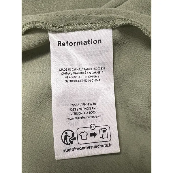 Reformation Anaiis Silk Dress Tarragon Floral Green Open Back High Neck Size 6 - Image 12