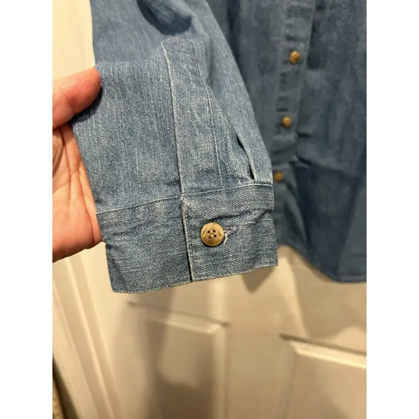 Christopher & Banks Womens‎ Large Blue Denim Embroidered Christmas Winter Shirt - Image 5
