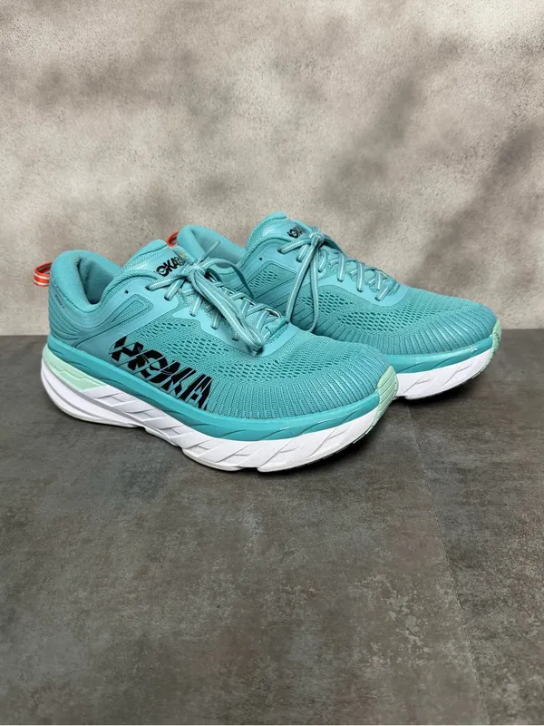 Hoka One One Bondi 7 Women’s Aqua Running Shoes Size 9.5 - Image 2