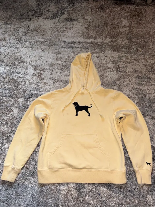 The Black Dog Pale Yellow Pullover Hoodie with Black Dog Logo - Image 5