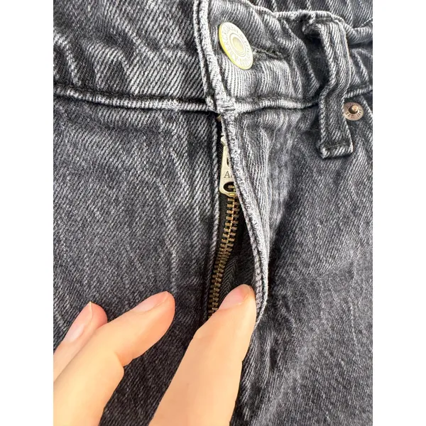 Abercrombie & Fitch The Baggy Low Rise Jeans Women's Size 25‎ Dark Gray Grunge - Image 3
