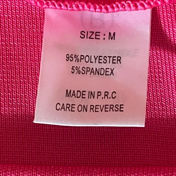 Hot Pink One Shoulder Ruffle Midi Bodycon Dress Size M Slit Back Zip - Image 8
