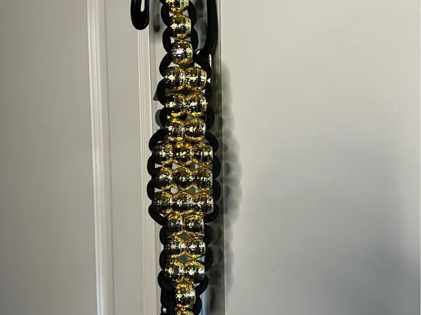 Vintage Ann Taylor 90s Black Braided Rope Gold Bead Belt Medium - Image 8