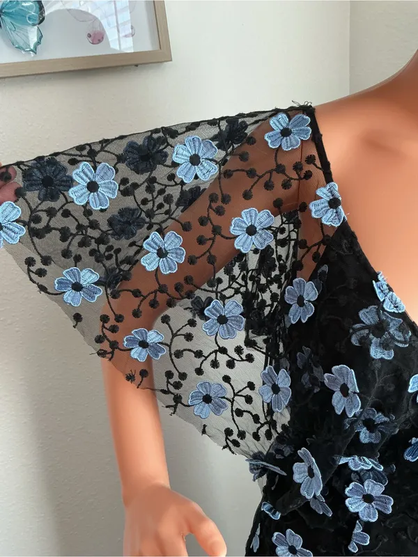 La Maison Talulah Black Blue Floral Embroidered Lace Maxi Dress - Image 2
