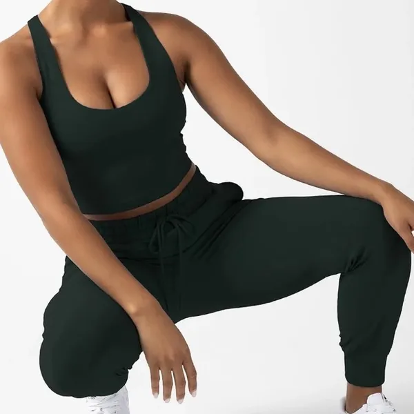 YITTY Ultra Luxe High Waist Everpine Green Jogger Athleisure‎ Pants - Image 2