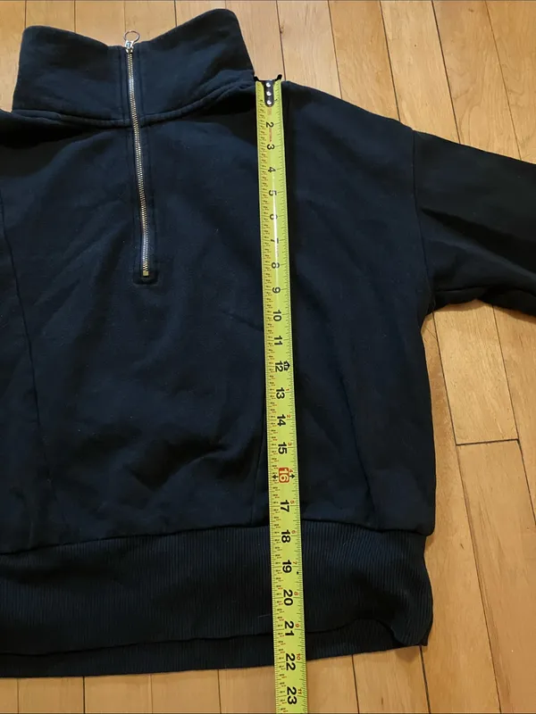 a new day Black Fleece Lined Cropped Quarter Zip Sweatshirt Size Large - Image 6