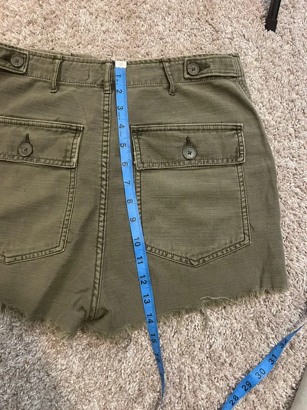 BDG Vintage Y2K Green Cargo Button Up Cut Off Shorts - Image 9