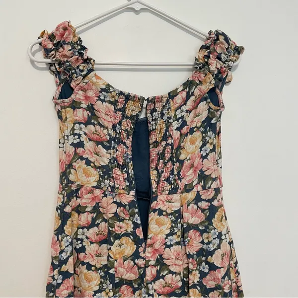 ABERCROMBIE & FITCH A&F Off the Shoulder Corset Mini Dress Blue Pink Etc Floral - Image 15