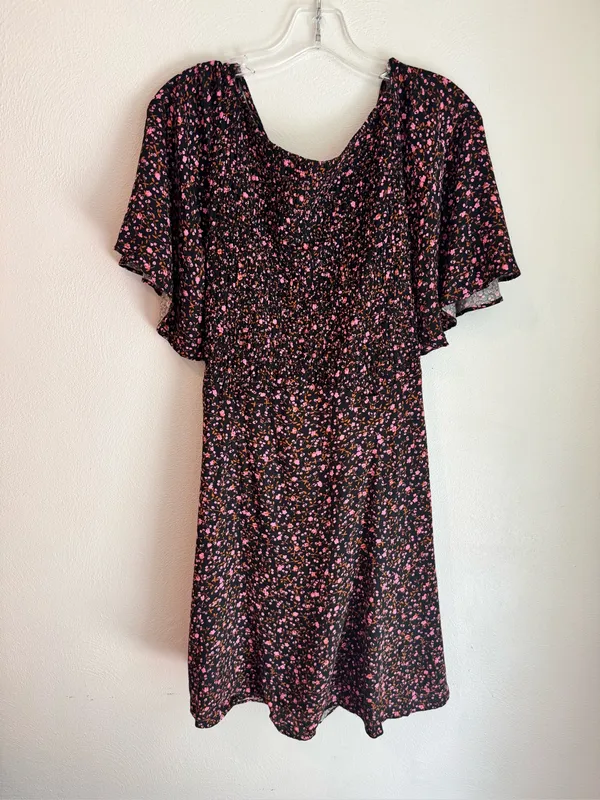 Free People Florence Black Pink FloralPrint Short Sleeve Mini Dress - Image 4