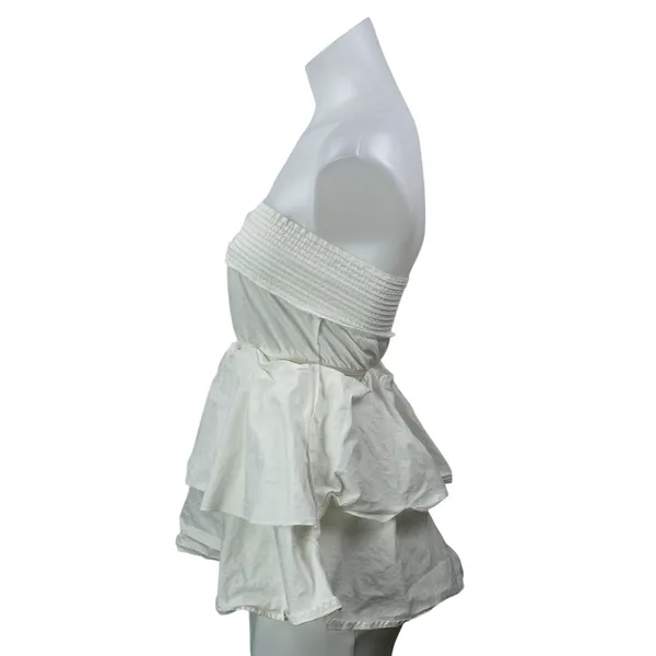 Aritzia Babaton White Strapless Bandeau Tiered Ruffle Peplum Blouse Top Size XXS - Image 2