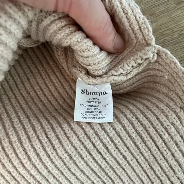 . Beige Tan Sweater Dress Tunic Long Sleeve - Image 6