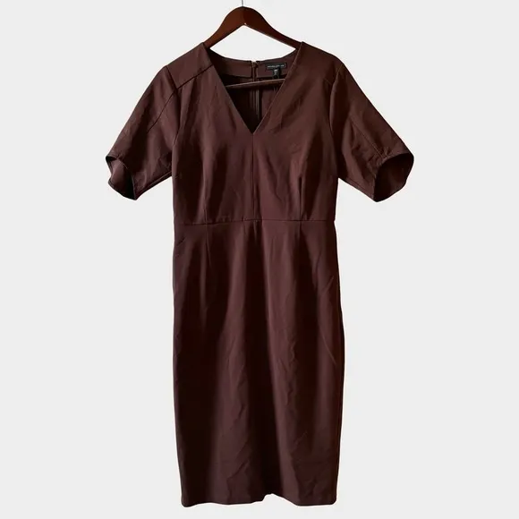 Universal Standard Moriah Brown V-Neck‎ Twill Dress Size 2XS (6-8) Minimalist - Image 2
