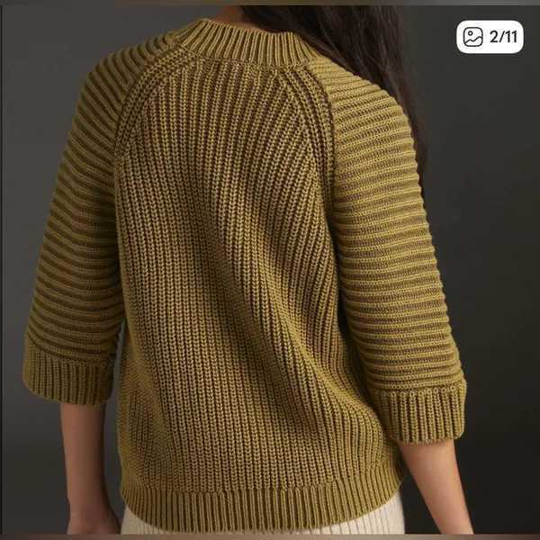 Anthropologie Maeve Mackenzie Chunky‎ Knit Sweater Top Size Small Moss Green - Image 2