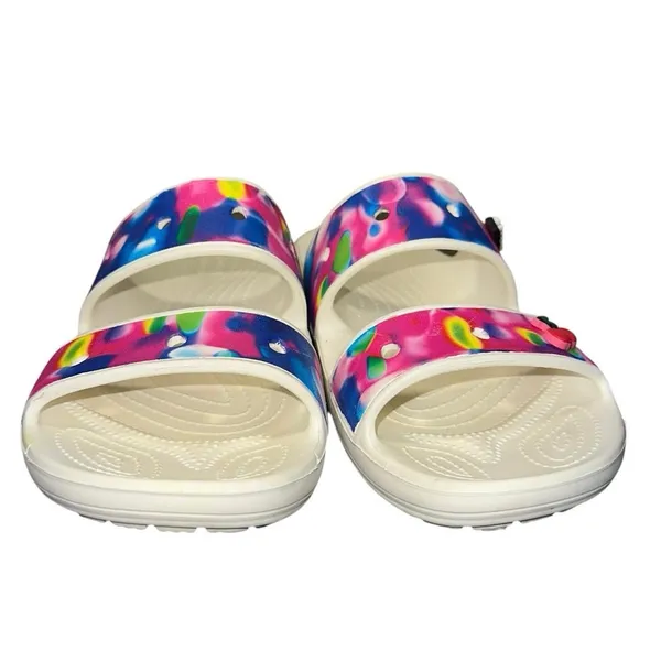 Crocs Classic Slide‎ Sandals Tie Dye Cherry Graphic Women's 9 Men's 7 - Image 6
