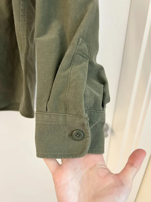 Uniqlo Unisex Jersey Oversized Shirt Jacket in Olive Green Streetwear Size M - Image 6