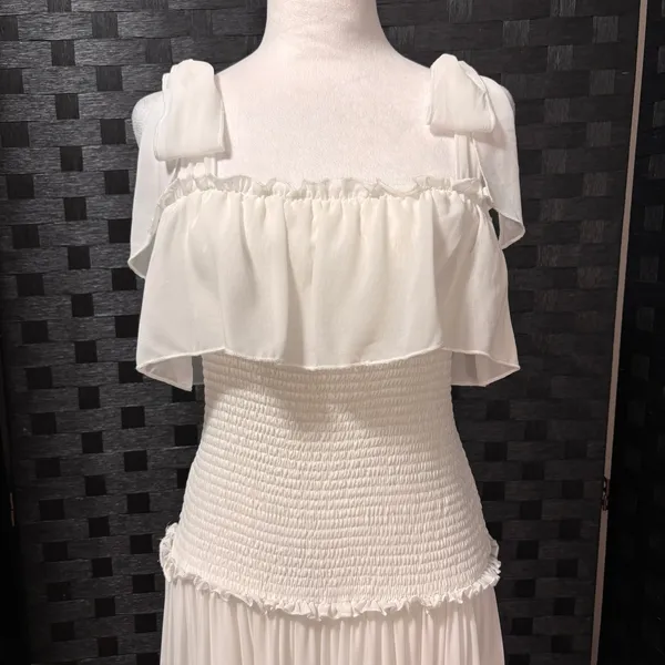 Lulu's Like a Fairy Tale White Tiered Maxi Dress S Bridal Ethereal Grad Coquette - Image 2